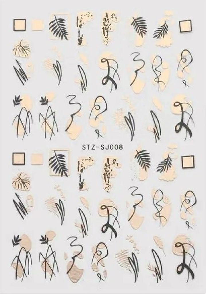 Nagelsticker - Aufkleber selbstklebend - Nail Sticker - Schwarz Gold Herbst 